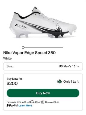 Nike Vapor Edge Speed 360 White/Black Football Cleats